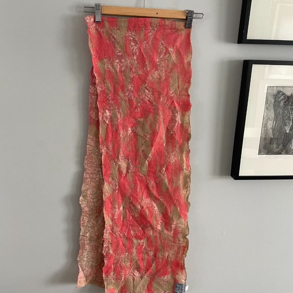 Wearable Art Crafted Wool Silk Scarf Wrap Kooloo Hand Made in Nepal 74 x 12 in - Picture 16 of 16